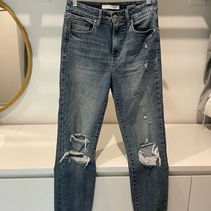 Eunina Distressed Gray Straight Leg Jeans